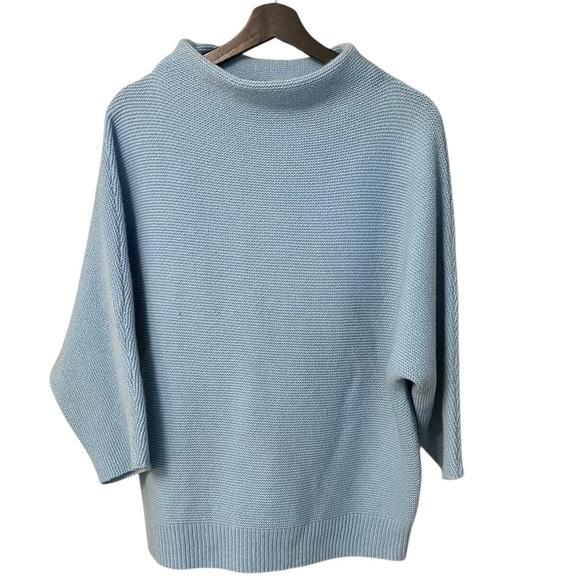 The Reset Funnel Neck Sweater Tiffany Blue S/M Feminine Minimalist Contemporary - Picture 2 of 8